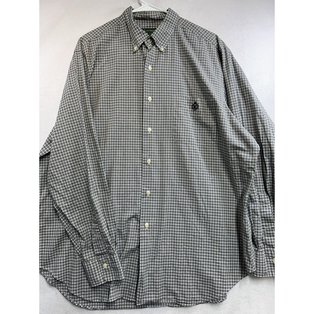 Lauren Ralph Lauren Men's 17 34/35 Check Black/White Long Sleeve Button-Down